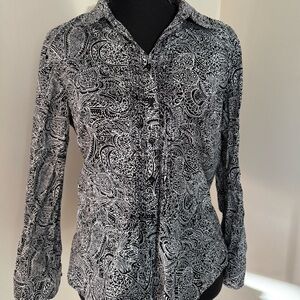Talbots Black And White Blouse